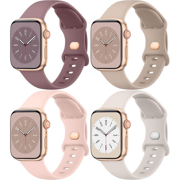 4 bandas de silicona líquida compatibles con Apple Watch Band 49/46/ 41/ 45/ 38/ 42/ 40/ 44mm Mujeres Hombres, correas de repuesto suaves compatibles con iWatch Ultra 2Series 10 9 8 7 SE 6 5 4 3 2 1