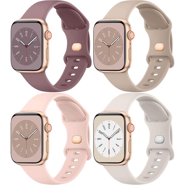 4 bandas de silicona líquida compatibles con Apple Watch Band 49/46/ 41/ 45/ 38/ 42/ 40/ 44mm Mujeres Hombres, correas de repuesto suaves compatibles con iWatch Ultra 2Series 10 9 8 7 SE 6 5 4 3 2 1