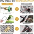 thumbnail image 4 of Garden Hose 20/50/75/100FT Stainless Steel Metal Water Hose with Brass Nozzle, Heavy Duty Lightweight Metal Hose for Yard, Outdoor Lawns, 4 of 11