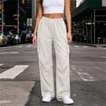 thumbnail image 4 of Gealkoca Womens Cargo Sweatpants Ruched High Waisted Sweat Pants Athletic Solid Color Casual Wide Leg Joggers Loose Fall Pants with Pockets, 4 of 7