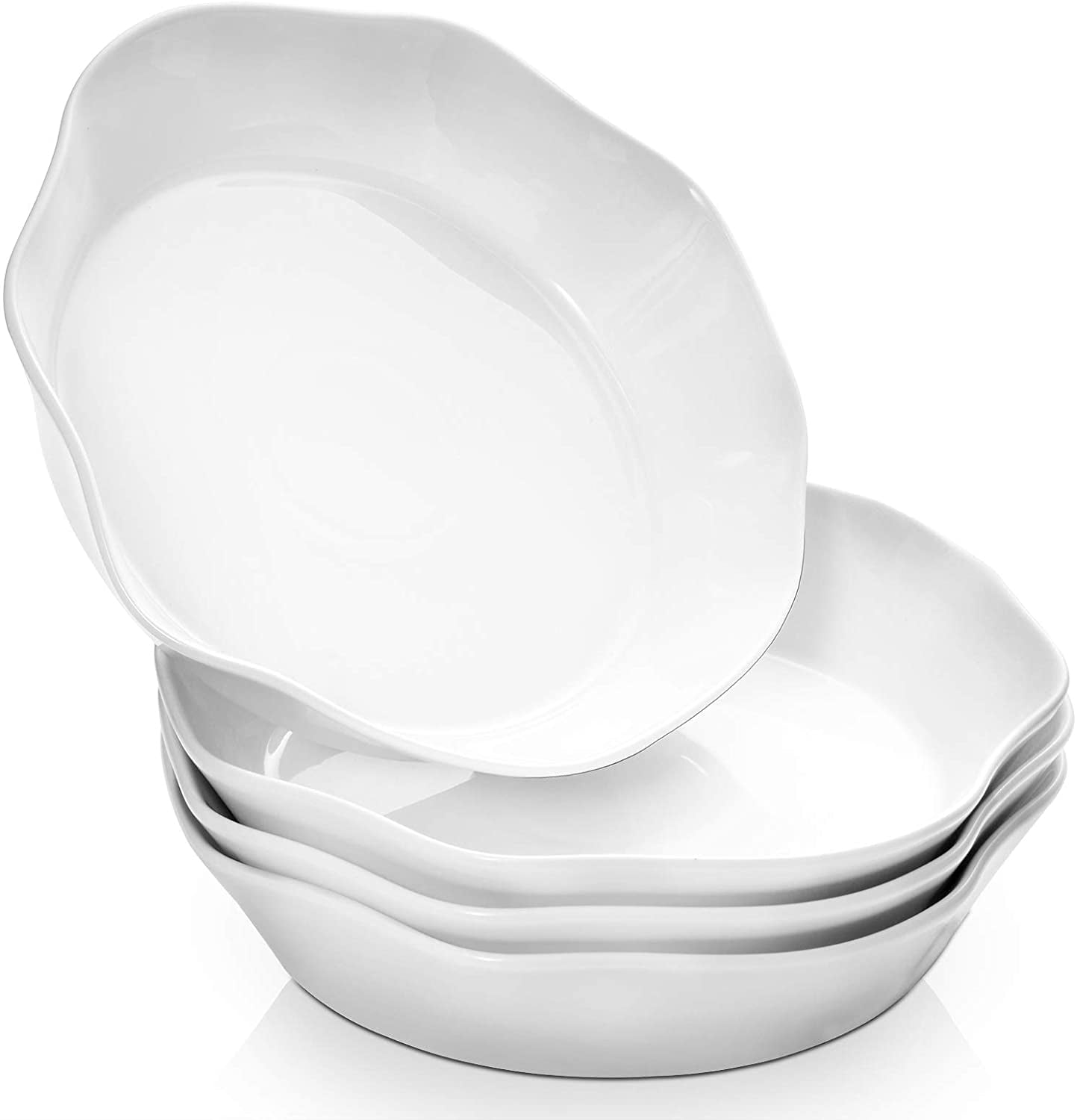 42-Oz Porcelain Soup/Noodle/Cereal Bowl，Porcelain Pasta/Salad Bowls,Elegant White,Set of 6 Serving Bowls 