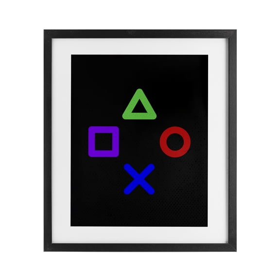 Game Button Shapes Black Framed Print Under Glass, design by Kim Allen