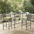 thumbnail image 2 of Contemporary Modern Urban Designer Outdoor Patio Balcony Garden Furniture Bar Side Stool Chair, Set of Four, Fabric Rattan Wicker, Green, 2 of 5