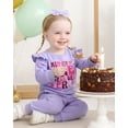thumbnail image 3 of Baby Girl Clothes 12 Months Girls First Birthday Outfit 1 Year Old Girl Birthday Long Sleeve Sweatshirt Top Pants Set for Baby Girl Gift Purple, 3 of 6