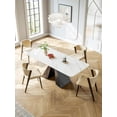 thumbnail image 3 of Contemporary White Rectangular Extendable Stone Dining Table with Black Base, 3 of 7