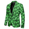thumbnail image 5 of St Patrick's Day Print Three Piece Formal Suit Jacket Vest Trousers Shamrock Design Blazer Pants Tie Green Irish St. Paddys Holiday Party, 5 of 7
