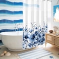 thumbnail image 5 of No Hook Shower Curtain, Blue Blooms Floral Shower Curtains for Bathroom with See Through Top Window, Farmhouse Spring Flowers Botanical Waterproof & Washable Bath Curtain Stand Up Stall 36"x72", 5 of 9