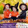 thumbnail image 3 of 100Pcs Halloween Buttons for Crafts, Halloween Pumpkin Skull Ghost Witch Bat Shaped Fall Wooden Sewing Buttons for Craft, 3 of 5