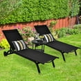 thumbnail image 1 of Gymax Ensemble de 2 Chaises Longues de Patio en Aluminium, Fauteuils Inclinables Réglables avec Roues, Noir, 1 of 10