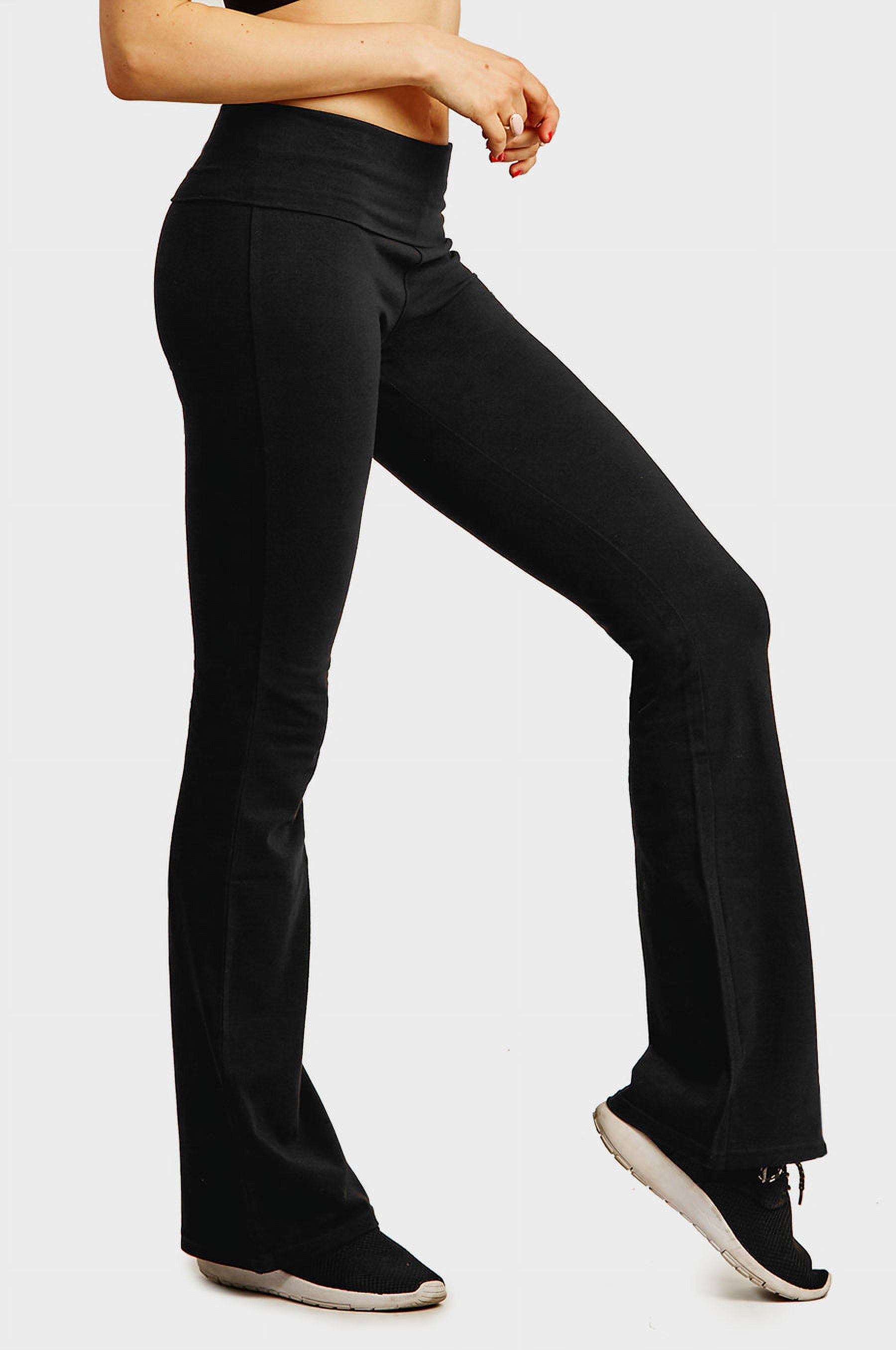 TheLovely Women's Fold-Over Waistband Bootleg Flared Bottom Workout Yoga Pants Leggings