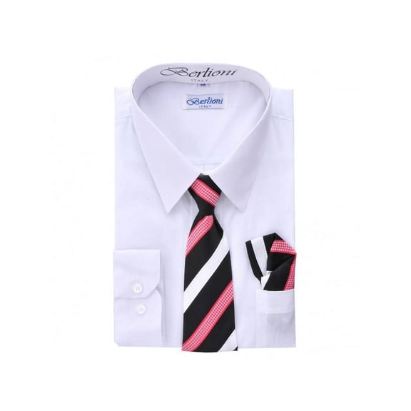 Berlioni Kids Boys Long Sleeve Dress Shirt Set