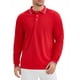 thumbnail image 5 of Camisa polo de golf de negocios de manga larga de ajuste regular para hombre en color sólido rojo, 5 of 6