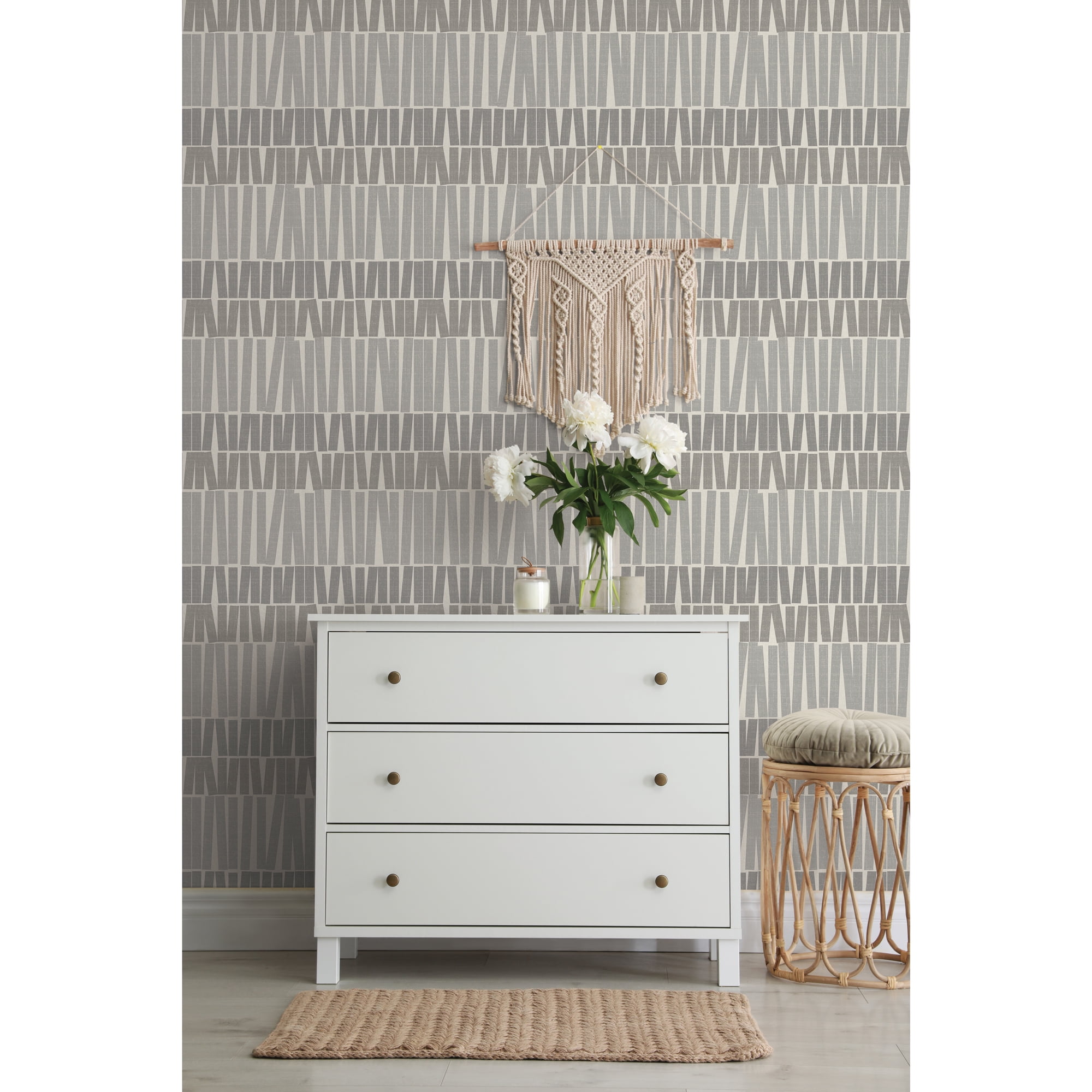 (2 pack) Better Homes & Gardens Gray Gwen Stripe Peel and Stick Wallpaper, 20.5" x 18'
