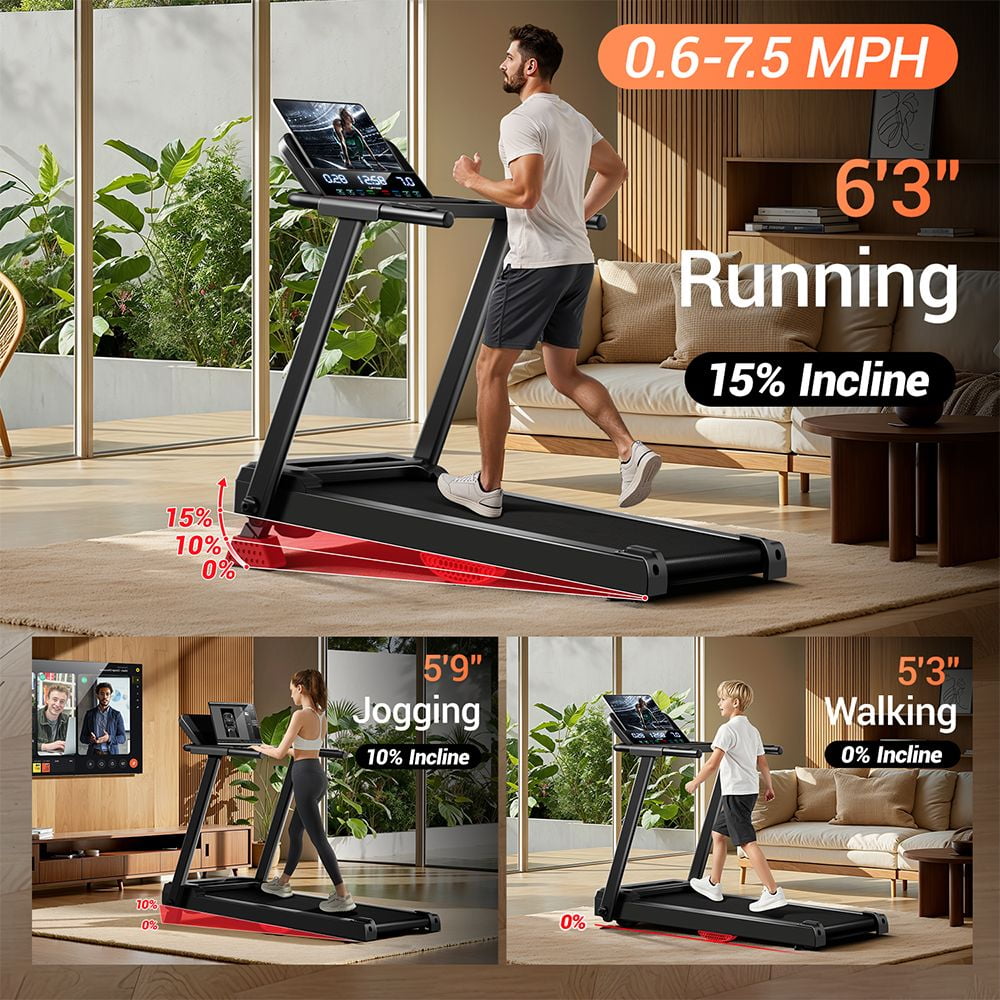 Foldable Treadmill – 14KM/H, 12 Built-in Programs, Heart Rate Sensor, Dual Cushion System, 136kg Weight Capacity ROBORE P8