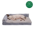thumbnail image 6 of FurHaven Wave Fur & Velvet Memory Foam Deluxe L-Chaise Pet Bed for Dogs & Cats - Granite Gray, Medium, 6 of 12