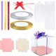 thumbnail image 1 of Caja de dulces transparente en forma de cubo, 20 unidades, con cinta brillante, lazos elásticos y soporte inferior para la fiesta de Nochebuena, pastel de chocolate., 1 of 7