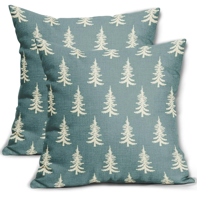 Housses de Coussins de Noël 16 X 16 Po Ensemble de 4 Arbre de Noël Gants Hello Winter Décoratives Rayures Rouges et Blanches Housses de Coussins Décoratives d'Hiver Style Farmhouse pour Canapé de la Maison