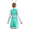 thumbnail image 2 of TiaoBug Kids Girls Alien Outerspace Dress-up Metallic Robot A Line Dress with Feeler Headband Mint Green 14, 2 of 7