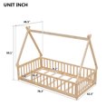 thumbnail image 7 of Miniyam Wood Twin Size Floor Bed with Guardrails for Toddler, Tent-Shaped Design, Natural, 7 of 7