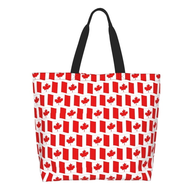Fotbe Canada Bolsa Tote Estética de Lona con Estampado para Mujer - Bolsa Reutilizable de Hombro Casual para Vacaciones, Compras, Trabajo y Gimnasio