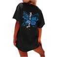 thumbnail image 1 of Camiseta de manga corta suelta con cuello redondo y estampado informal a la moda para mujer Pompotops  hfajkhk125348, 1 of 7