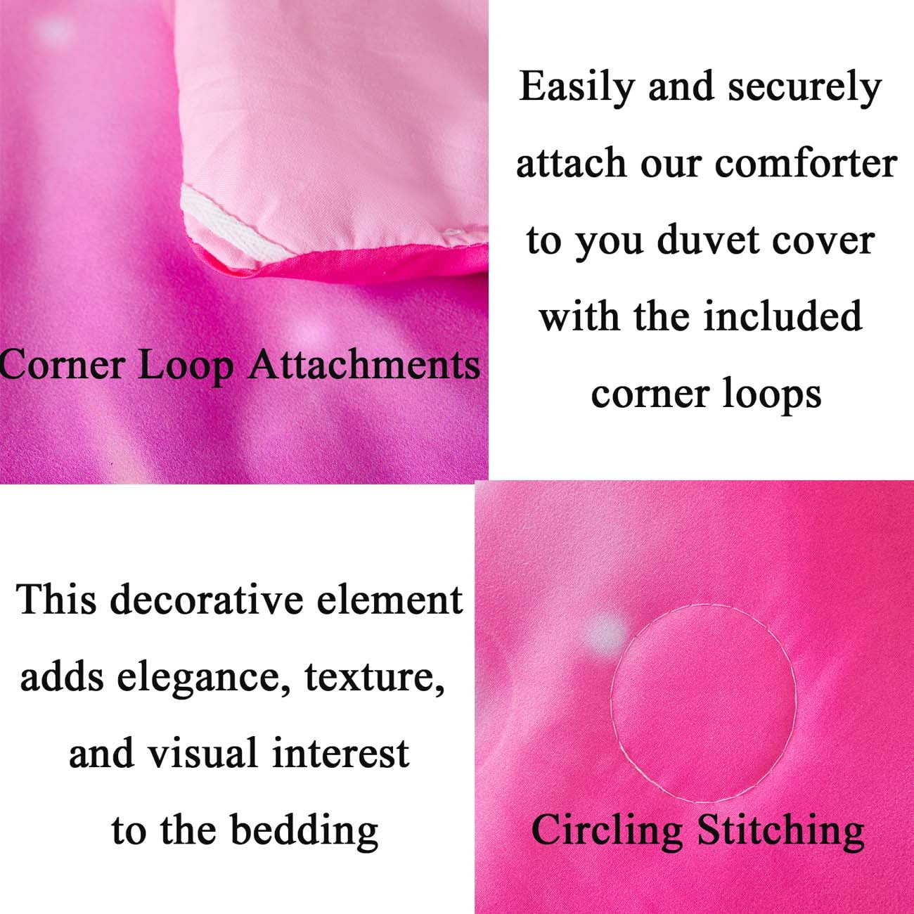 URBONUR Pink Purple Rainbow Girls Bedding Sets Full Size, 4 Pieces Gradient Glitter Comforter Set for Girls, Sparkle Galaxy Comforter Bedding Set for Toddler/Kids/Girls