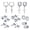 Silver-8 Pairs, variant on 8-9 Pairs Stainless Steel Stud Earrings Black Punk Cross Earring Helix Piercings-Silver-8 Pairs