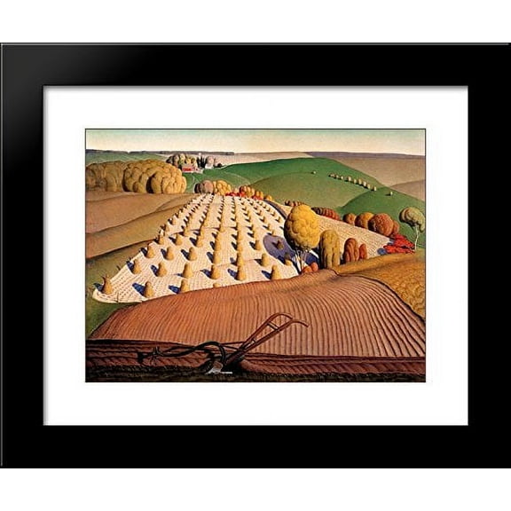 Fall Plowing 20x24 Framed Art Print by Grant Wood