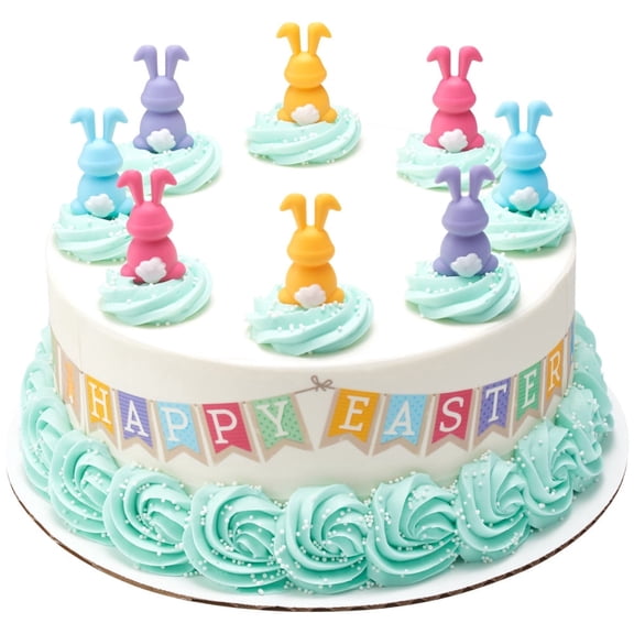 CakeDrake Bunnies Cake Picks Colorful 12 Count Easter Cake Topper