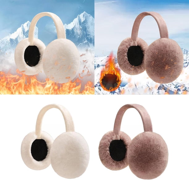 2 Piezas Orejeras Plegables Yinane Calentador de Orejas de Invierno Suave Térmica Acogedora Diadema Unisex Blanco Rosa Oscuro