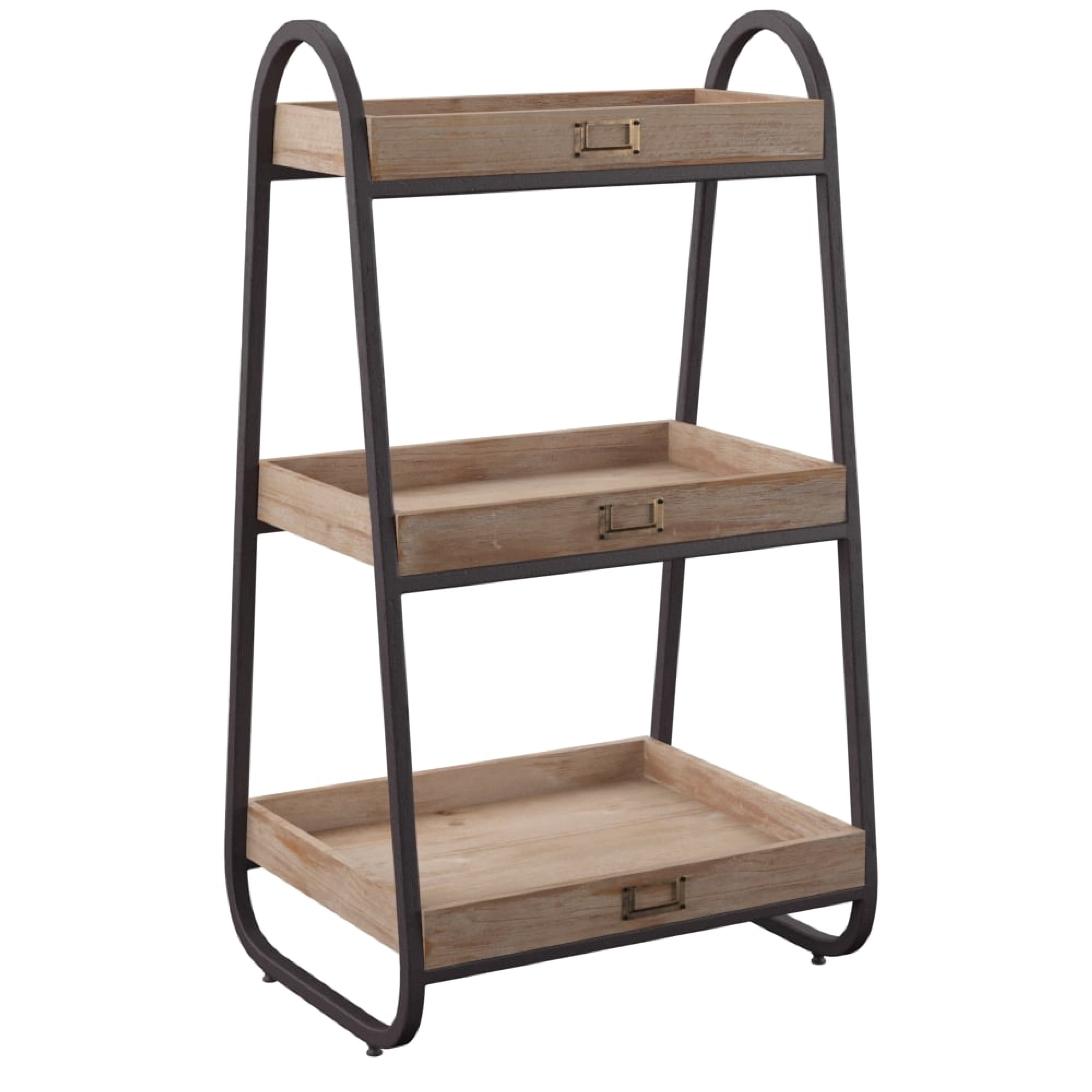 Linon Robinson 3-Tier Bath Stand, 32" Tall, Rustic Brown and Iron Finish