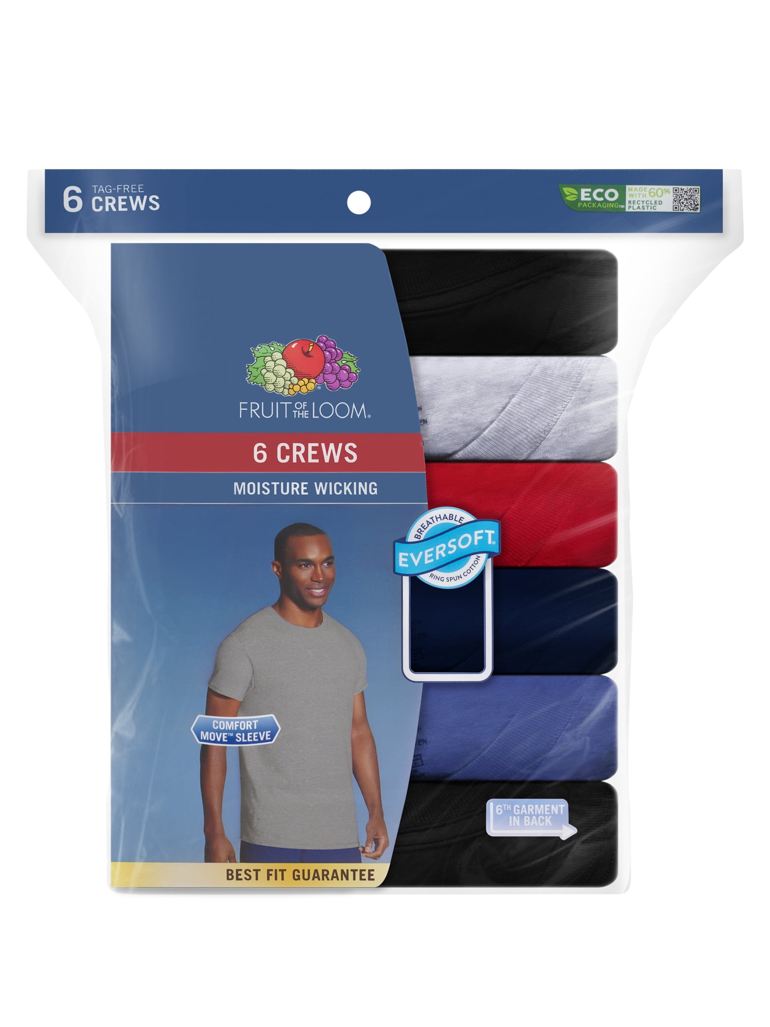 Fruit of the Loom Men's Assorted Color Crew Undershirts, Pack, Sizes S-3XL - Walmart.com
