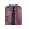 thumbnail image 2 of Tommy Hilfiger Big Boys Long Sleeve Stretch Micro Grid Shirt and Tie - Dark Red, 2 of 3