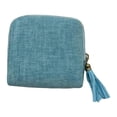 thumbnail image 1 of Estuche organizador de joyas de viaje pequeño, elegante, con cadenas y brazaletes. Azul cielo, 1 of 8