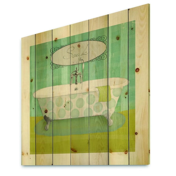 Designart 'Paris Hotel Bathroom III' Traditional Bathroom Print on Natural Pine Wood