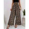 thumbnail image 5 of Women's Leopard Print Smocked Elastic Waist Wide Leg Pants Palazzo Pants, 5 of 5