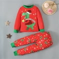 thumbnail image 2 of shoper Christmas Pajamas for Kids, Reindeer Xmas Santa Christmas Tree Print Long Sleeve Tops with Pants Two Piece Set Pjs Holiday Pajamas for Toddler Boys and Girls Christmas Gifts, 2 of 9