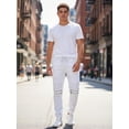 thumbnail image 4 of J. METHOD Men’s Jogger Pants Casual Moto Biker Zipper Slim Fit French Terry Fleece Tapered Leg Elastic Waist NEMP20 White 3XL, 4 of 6