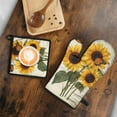 thumbnail image 5 of Sunflowers with Butterflies Kitchen Oven Mitt and Pot Holder Sets 2 Pcs for Baking, Cooking and Grilling, Heat Resistant Up To 392 °F, 5 of 7