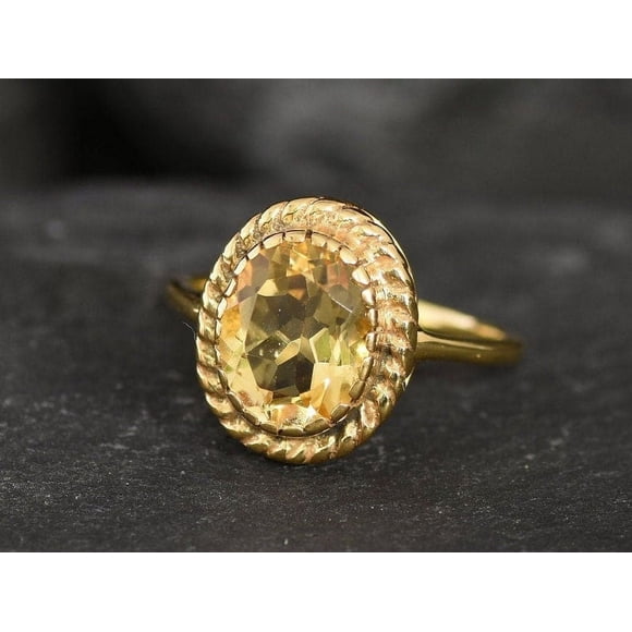 Citrine Ring, Natural Citrine, Vintage Ring, November Birthstone, Gold Solitaire Ring, Antique Ring, Yellow Stone Ring, Birthstone Ring