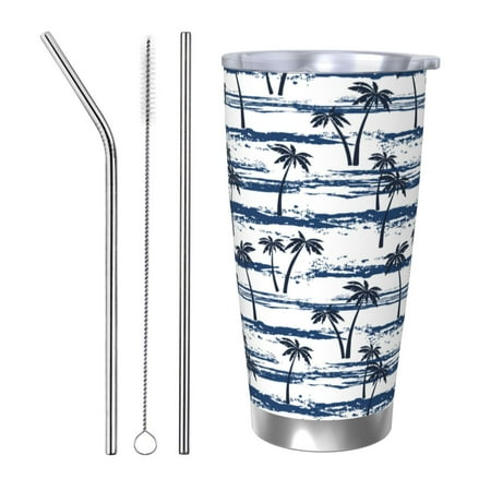

Cauagu Retro Coconut Tree Pattern 20oz Tumbler Stainless Steel Vacuum Insulated Tumbler with Lid Durable Insulated Coffee Mug Thermal Cup with Splash Proof Sliding Lid-Straw Three-piece Set