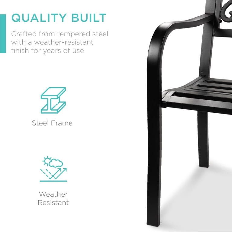 Best Choice Products Steel Garden Bench with Floral Backrest photo 3