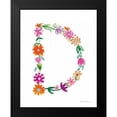 thumbnail image 2 of Zaman, Farida 12x14 Black Modern Framed Museum Art Print Titled - Floral Alphabet Letter IV, 2 of 5