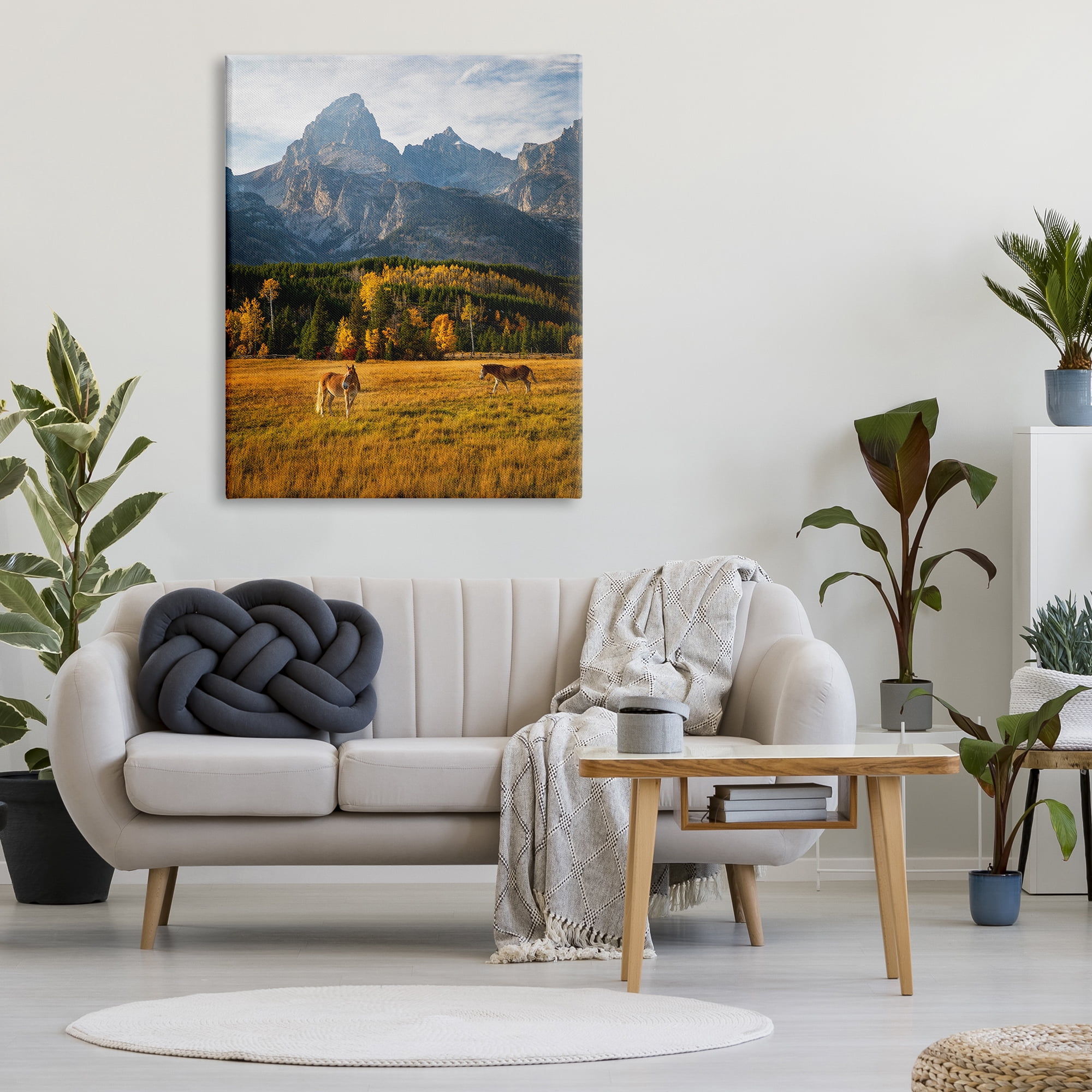 Stupell Industries Horses & Fall Foliage Landscape Photography Gallery Wrapped Canvas Art Print Wall Art, 36 x 48