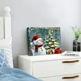 thumbnail image 3 of ONETECH Christmas Snowman Canvas Wall Art - Cute Snowman Xmas Tree Squirrel Red Background - Modern Wall Decor Gallery Canvas Wraps Print Framed Ready to Hang  20x16inch, 3 of 6