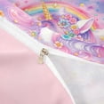 thumbnail image 4 of Metsweet Dreamy Floral Unicorn Twin Duvet Cover, Watercolor Rainbow Flowers Twin Bedding, Pink Purple,Pink Reversible,2pcs,1 Duvet Cover and 1 Pillowcase, 4 of 6