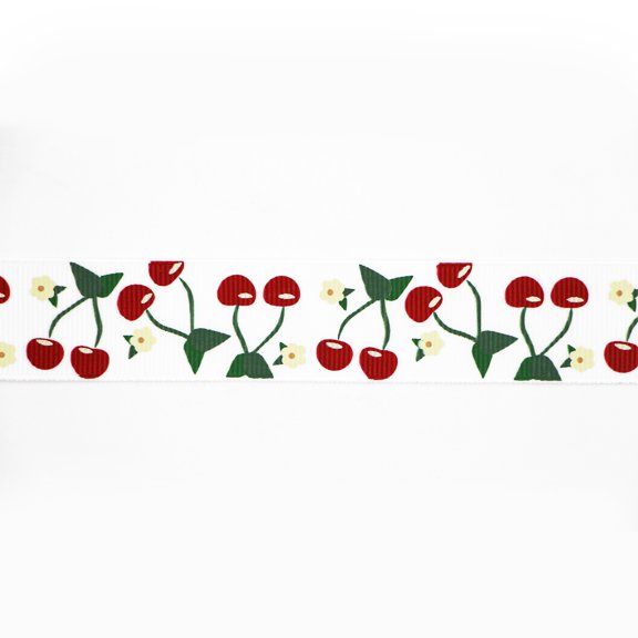 UNIQUE CREATIV, Ribbon, Printed Grosgrain, Cherry, 20mm x 5.4m (0.78" x 18ft)