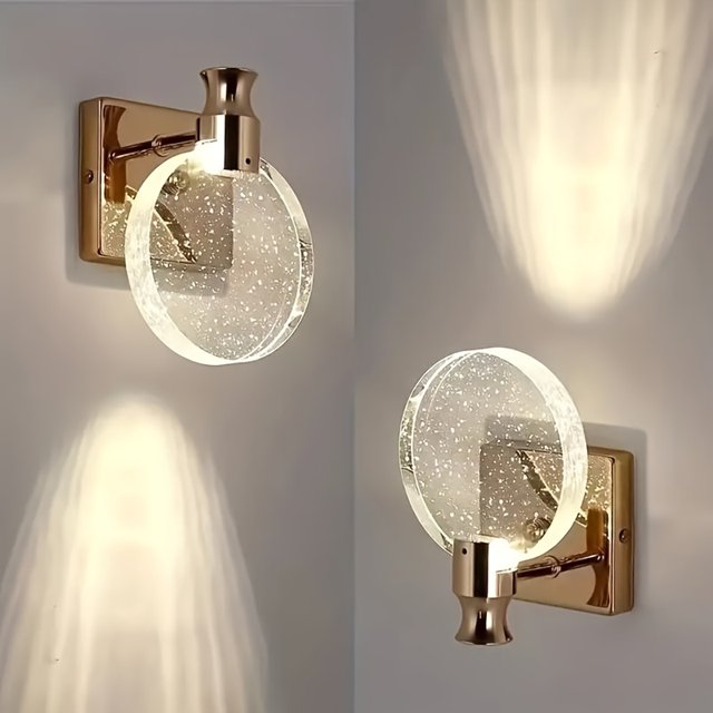 Lámpara de pared de cristal de estilo nórdico, LED, sencilla y creativa, ideal para sala de estar, dormitorio, baño y pasillo.