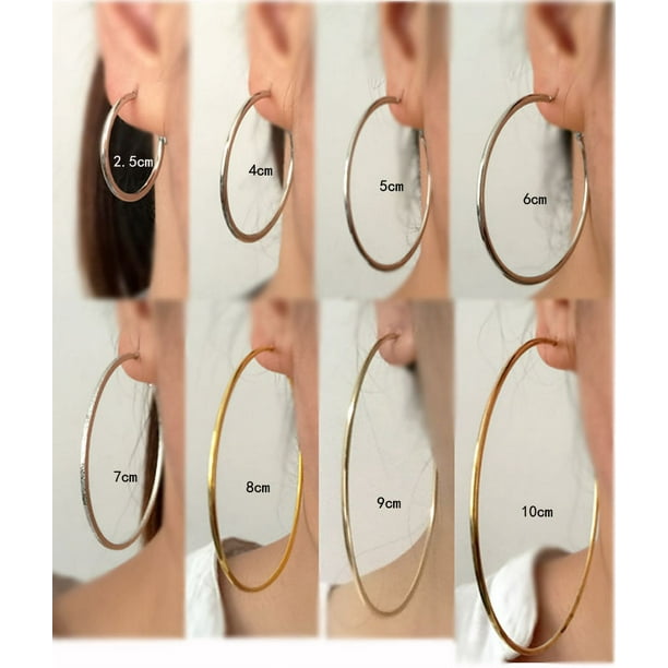 Pendientes grandes para mujer, sencillos y a la moda. Personas con o sin agujeros en las orejas. Pendientes grandes