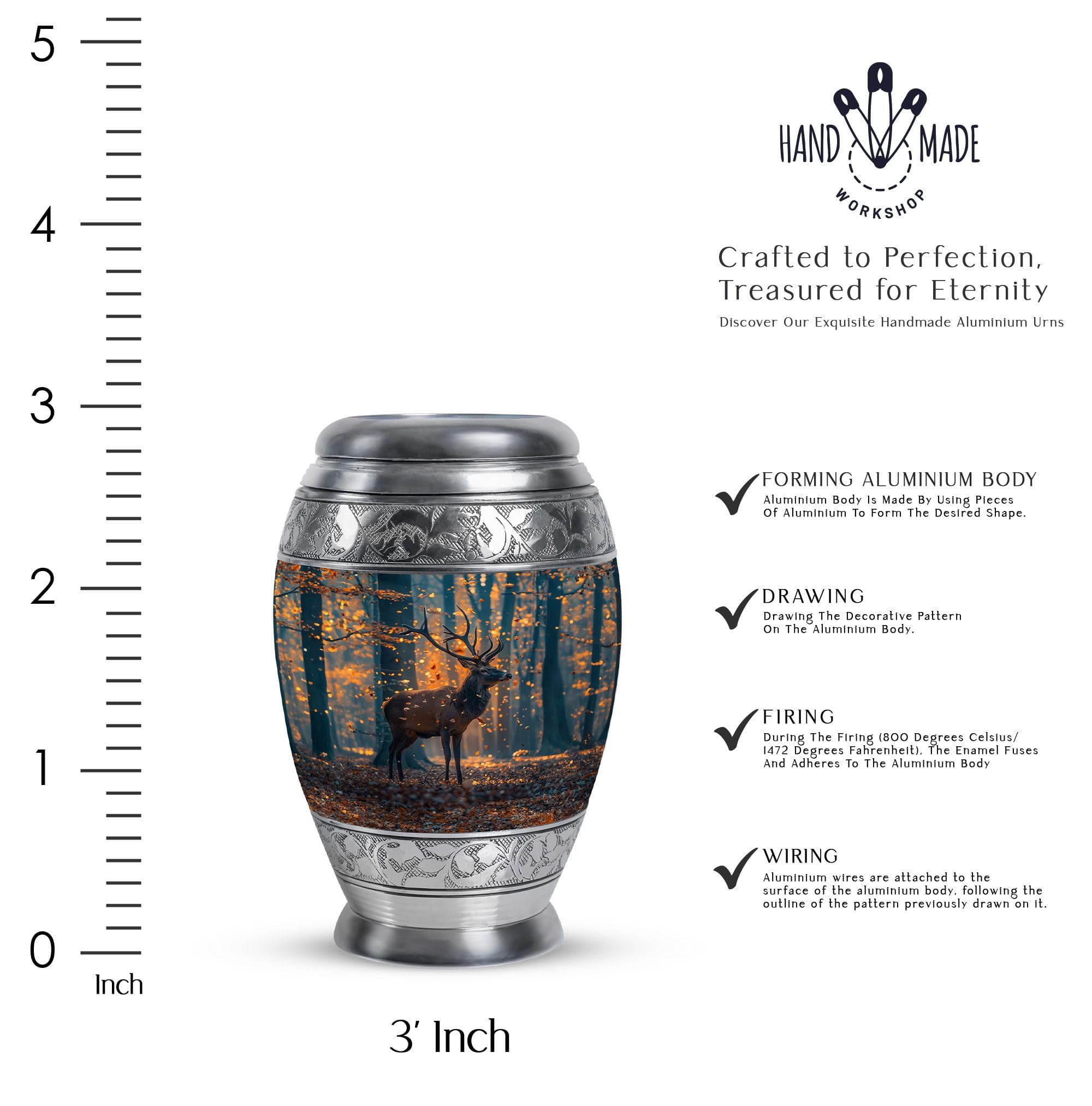 SUBSH Deer Urn for Ashes - Keepsake Urn - Human Urns for Ashes - Adult Cremation Urns - Cremation Urns for Human Ashes Adult Female - (3 inch Pack of 1)